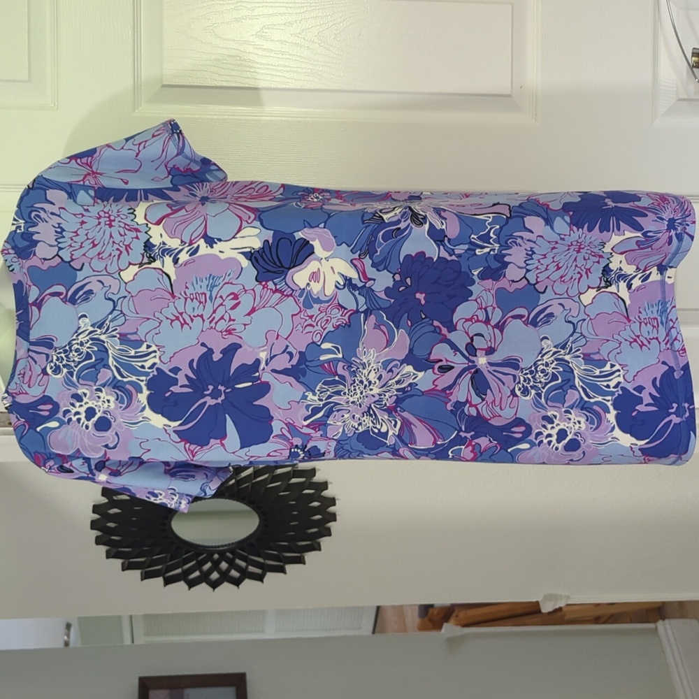 Like New Talbots Patch Pocket Lavender/Blue Floral T-shirt Dress Large Petite - Picture 5 of 7